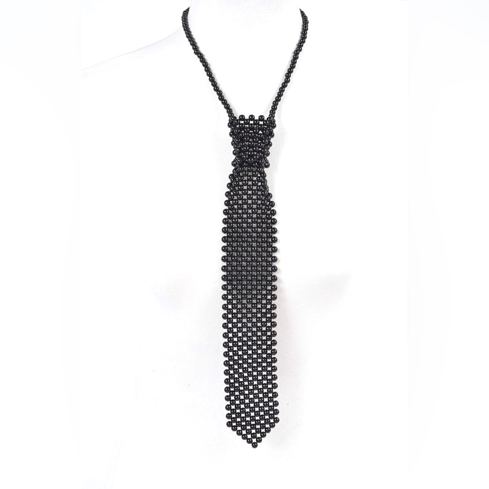 Pearl Neck Tie Statement Necklace - Picture 2 of 7